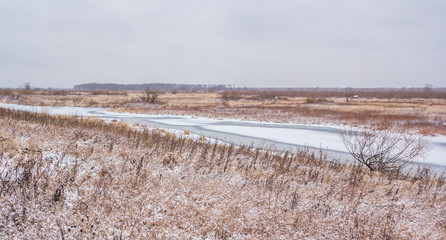 Small river with ice