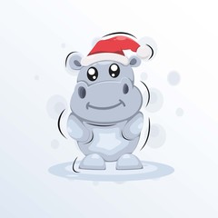 Cute hippo with love and christmas mascot design vector