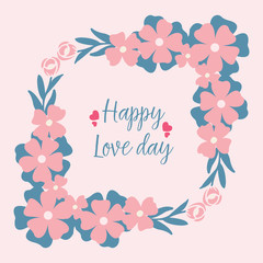 Simple shape Pattern of leaf and floral frame, for happy love day greeting card template design. Vector