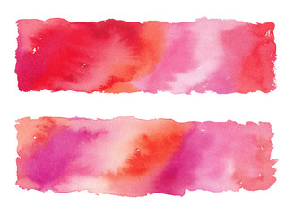 Pink red orange hand-painted abstract watercolor background texture banner edge