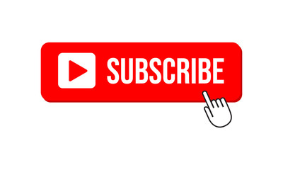 Subscribe button color with arrow cursor. Vector illustration