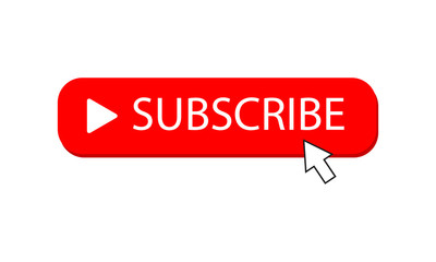 Subscribe button color with arrow cursor. Vector illustration