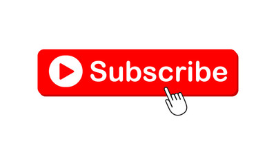 Subscribe button color with arrow cursor. Vector illustration