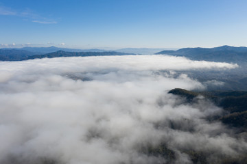 Fototapeta premium 京都 亀岡 雲海 空撮 自然 冬 旅 広告 素材 晴れ DJI ドローン 空撮