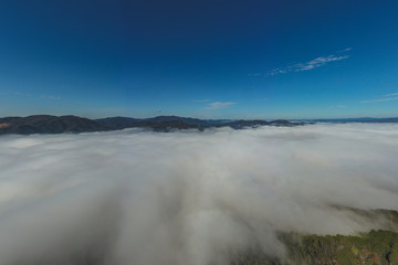 京都　亀岡　雲海　空撮　自然　冬　旅　広告　素材　晴れ　DJI ドローン　空撮