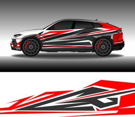 Obraz premium Wrap car decal design vector, custom livery race rally car vehicle sticker and tinting.