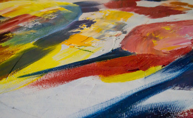 Multicolored image, made with a brush and paints.