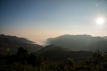 Foggy landscape northern of Laos