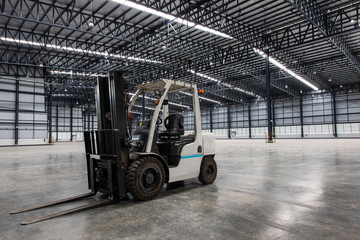 forklift in a modern warehouse