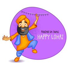Happy Lohri. Easy to edit vector illustration on festival of Punjab png background . Lohri ki lakh lakh vadhaiyan meaning Happy wishes for Lohri.