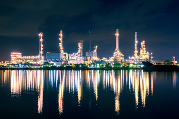 oil refinery plant with twilight sky