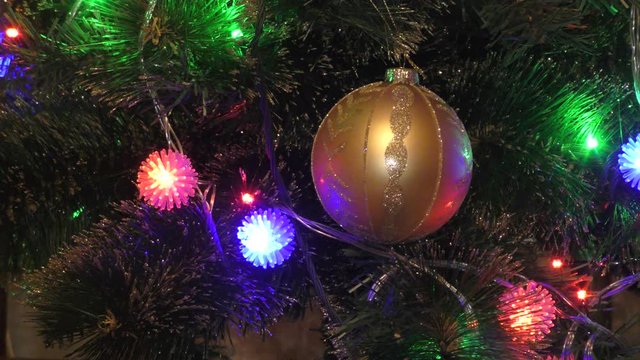 Colorful lights decoration on the Christmas tree