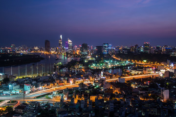 Ho Chi minh cityscape at night 