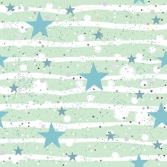 Creative Hand Drawn Seamless Pattern with Stars.