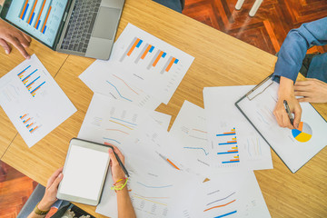 business team discuss and thinking together about team goal and plan in business meeting for setting business strategy and target, business concept