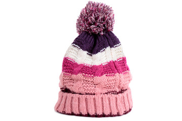 Obraz na płótnie Canvas Pink winter bobble ski hat