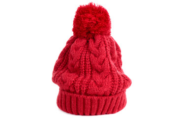 Obraz na płótnie Canvas Red winter bobble ski hat