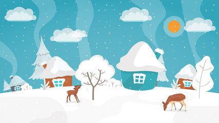 Winter flat style. Winter vector illustration with place for text.