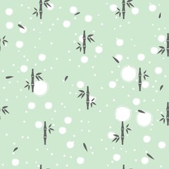 Seamless Pattern with bamboo on white background. Minimalism.