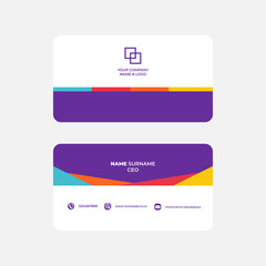Simple , clean and colorful business card template design. Modern shape style for personal identity or company branding , stationery . Easy to use and ready to print. Vector illustration EPS 10