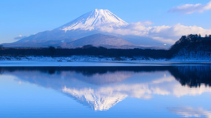 Fototapeta na wymiar 富士河口湖町　富士山と精進湖