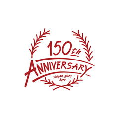 150 years design template. One hundred fiftieth years logo. Vector and illustration. 