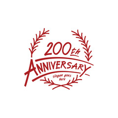 200 years design template. Two hundredth years logo. Vector and illustration. 