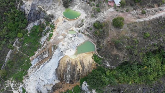 Aerial view of the ponds of Hierve el Agua in Mexico