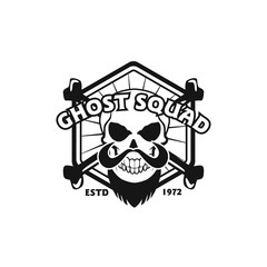 skull mascot logo badge design vector illustration