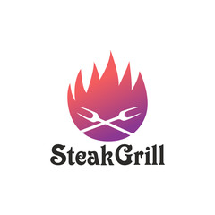 Grill Steak Logo and badges vector illustration