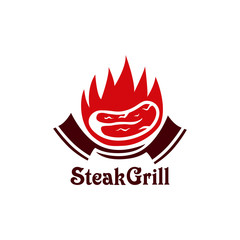 Grill Steak Logo and badges vector illustration