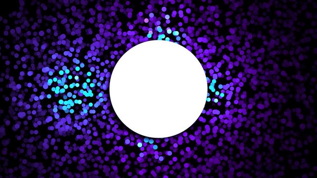 Animation for logo creation. Animation. Abstract background with colored dots and circle in the center for logo