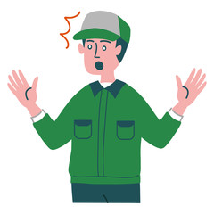 宅配　男性　作業服　びっくり