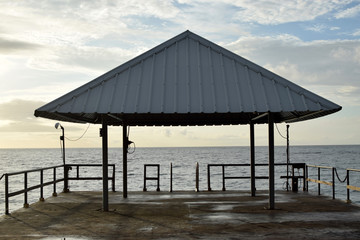 Sunshade canopy on ocean pier