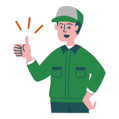 宅配　男性　作業服　いいね