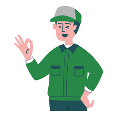 宅配　男性　作業服　OK