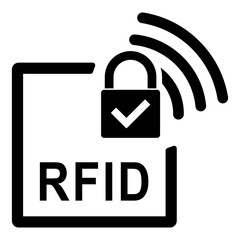gz651 GrafikZeichnung - english - Radio Frequency Identification RFID. - technology icon - locked padlock - simple template square xxl g8878