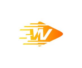 Fast W Letter Techno Play Logo Icon