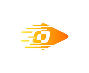 Fast O Letter Techno Play Logo Icon