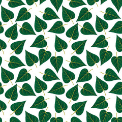 vector seamless pattern with drawing leaves