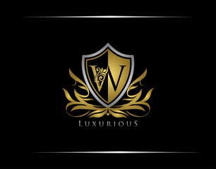 Golden W Luxury Shield Logo Design
