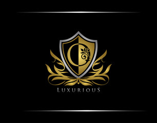 Golden O Luxury Shield Logo Design