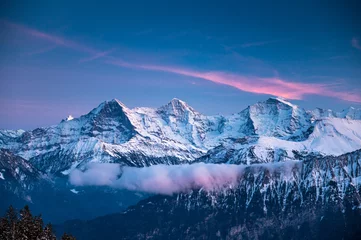 Eiger Mönch und Jungfrau während der blauen Stunde im Winter © schame87