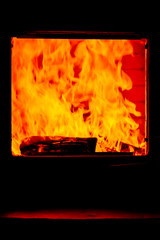 fire in fireplace