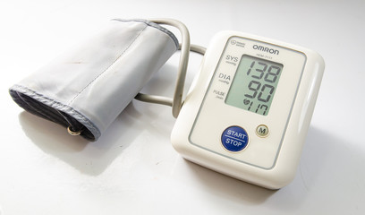 automatic blood pressure monitor On a white background