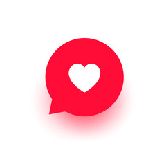 Red message bubble with heart. Happy Valentine's day, romance simple love symbol, icon. Greeting card design for web, email, social media, mobile app, banner. Vector illustration isolated on white