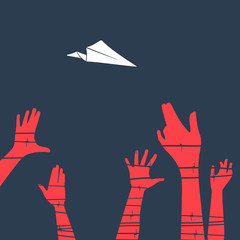 Illustration Vector Prisoners in Prison Want on Freedom