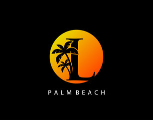 L Palm Beach Logo, Circle L Sunset Icon Logo