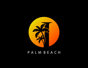 I Palm Beach Logo, Circle I Sunset Icon Logo
