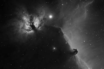 Fototapeta na wymiar Deep space objects Flame Nebula (NGC 2024) and Horsehead Nebula (B33 inside IC 434) in the constellation Orion